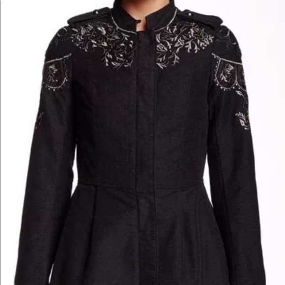 Free People Black Embroidered Jacket - Picture 1 of 8